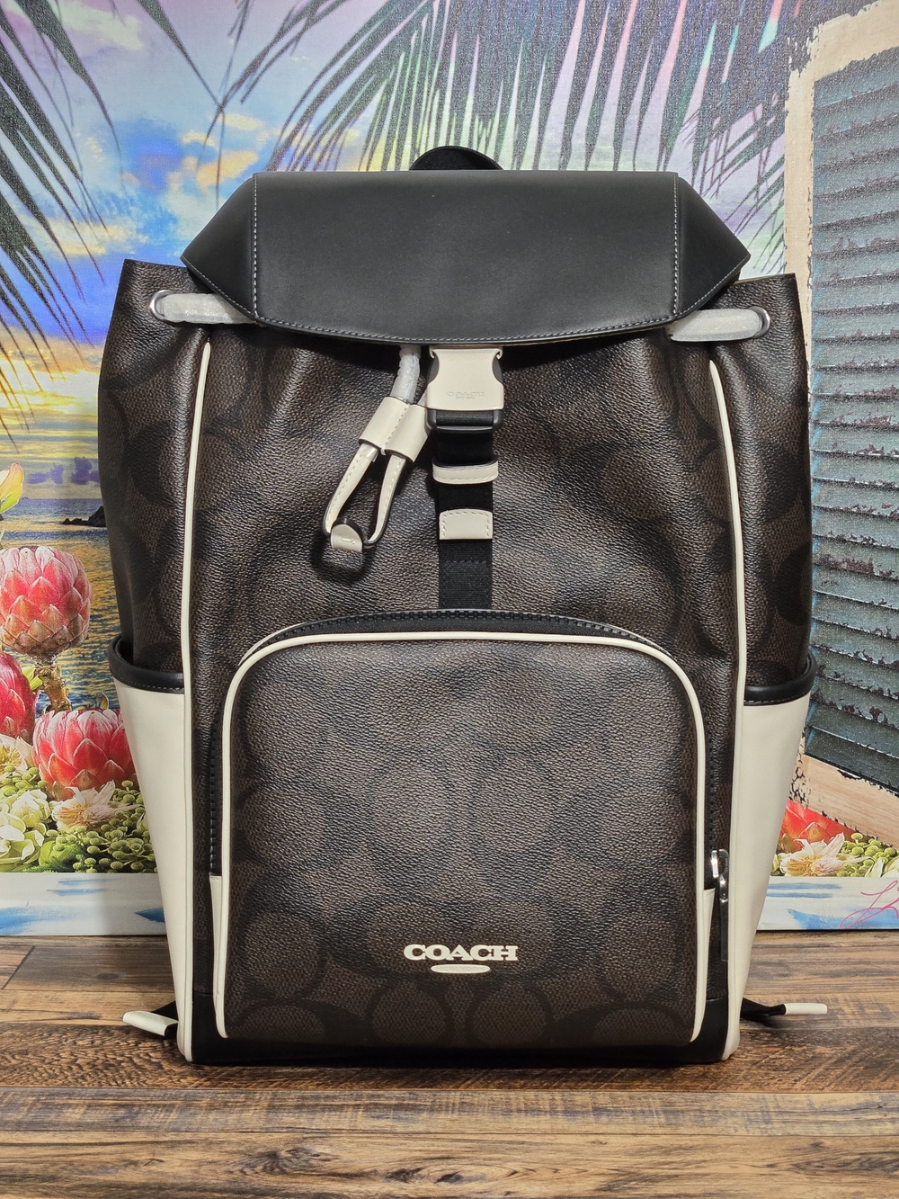 Coach Racer Backpack In Blocked Signature Canvas - Picture 2 of 8